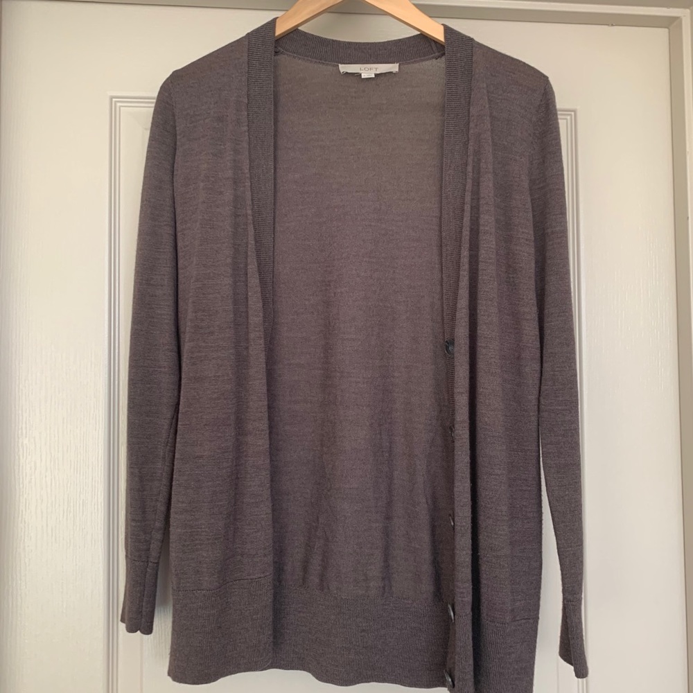 LOFT Button-Down Brown Cardigan | Medium